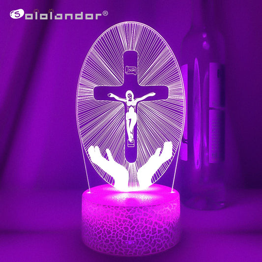 3D Cross LED Night Light – Optical Illusion Desk Lamp for Unique Home Decor and Gifts