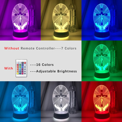 3D Cross LED Night Light – Optical Illusion Desk Lamp for Unique Home Decor and Gifts