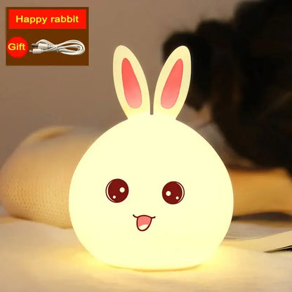 Cute Rabbit Color-Changing Night Light – Voice-Activated Clap Lamp | Perfect for Baby Feeding, Kids’ Bedrooms & Christmas Gifts