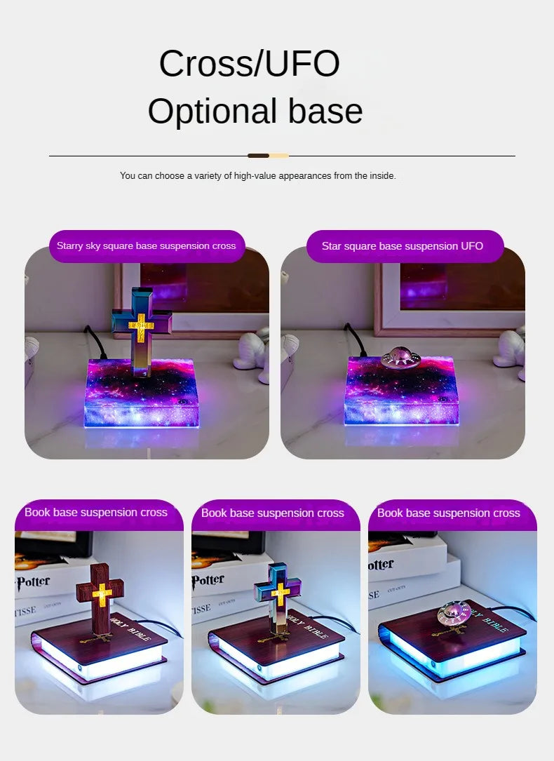 Magnetic Levitating Cross – Floating Christian Cross LED Night Light Desktop Decoration