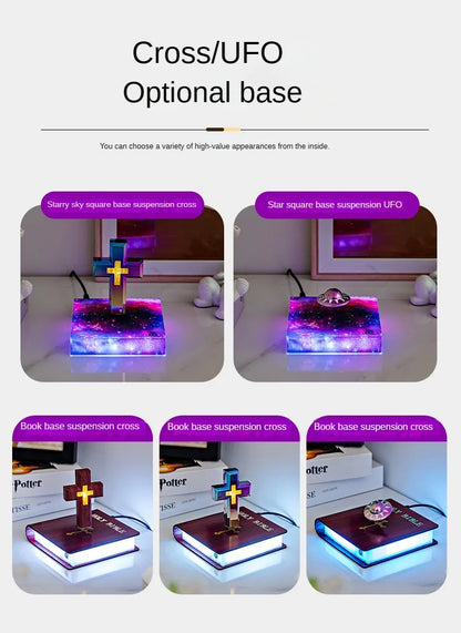 Magnetic Levitating Cross – Floating Christian Cross LED Night Light Desktop Decoration
