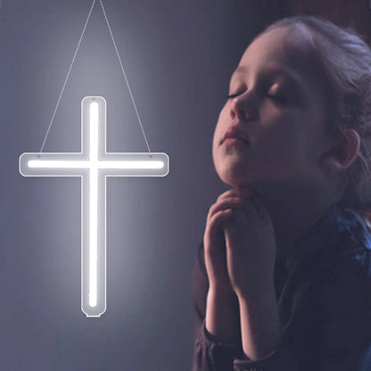 Cross LED Neon Sign, Glass Wall Light | Religious Home & Prayer Room Decor