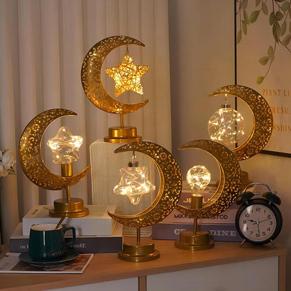 Eid Mubarak Star Moon Light Bedroom LED Table Lamp Oh oh Perfect for Celebrating Eid, Ramadan, and Special Occasions
