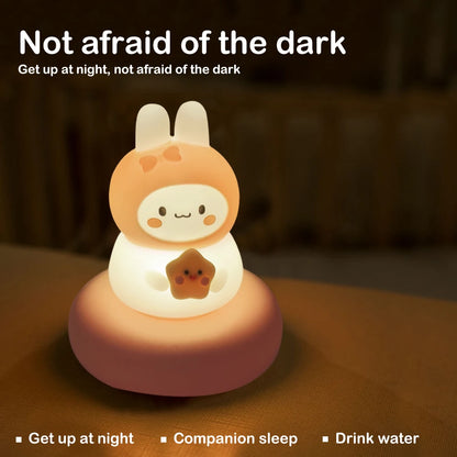 Adorable Animal LED Night Lights – Touch Sensor Dimmable Pig & Rabbit Lamp | Perfect Holiday Gift for Kids’ Bedrooms