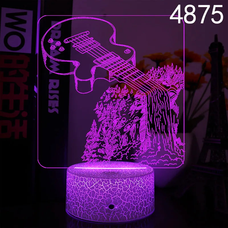 Nighdn 3D Guitar/Music Illusion Night Light – Perfect Gift for Music Lovers | Cool Décor for Home, Office & Bedroom