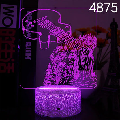 Nighdn 3D Guitar/Music Illusion Night Light – Perfect Gift for Music Lovers | Cool Décor for Home, Office & Bedroom