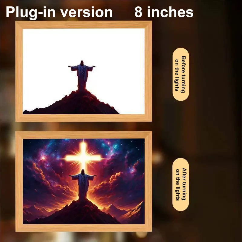 LED Light Frame, 4D Luminous Wall Art | Faith-Inspired Decor for Home and Bedroom