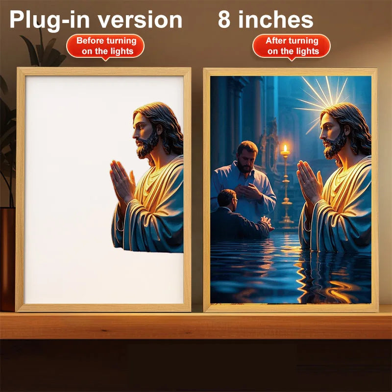 LED Light Frame, 4D Luminous Wall Art | Faith-Inspired Decor for Home and Bedroom
