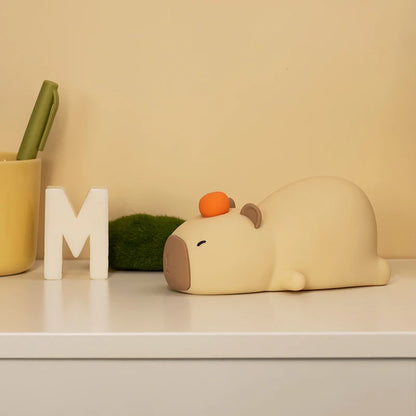 Cute Capybara Night Light, Silicone LED Lamp | USB Rechargeable Dimmable Bedside Light for Kids