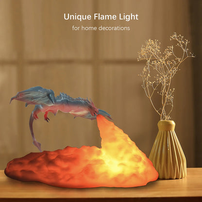 Fire Dragon 3D Printed Lamp – USB Rechargeable Desktop Light for Bedroom, E-Sports, and Holiday Decor