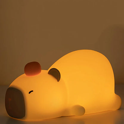 Cute Capybara Night Light, Silicone LED Lamp | USB Rechargeable Dimmable Bedside Light for Kids