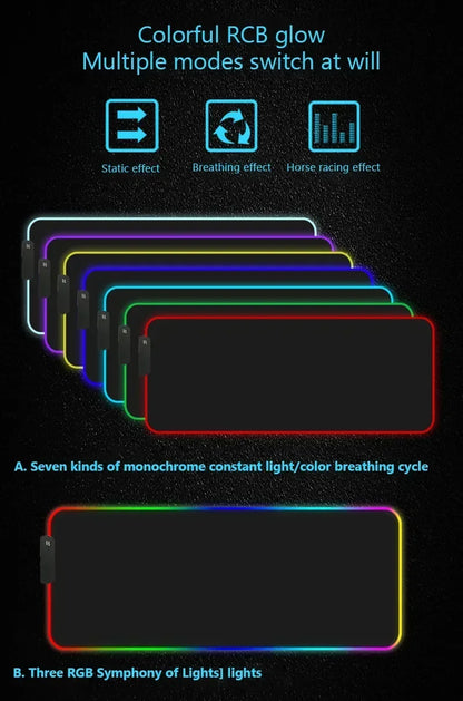 RGB Backlight Gaming Mouse Pad – XXL Luminous Desk Mat