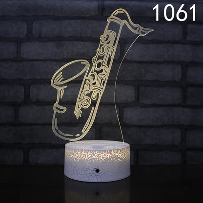Nighdn 3D Guitar/Music Illusion Night Light – Perfect Gift for Music Lovers | Cool Décor for Home, Office & Bedroom