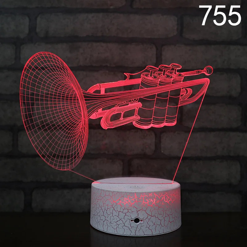 Nighdn 3D Guitar/Music Illusion Night Light – Perfect Gift for Music Lovers | Cool Décor for Home, Office & Bedroom
