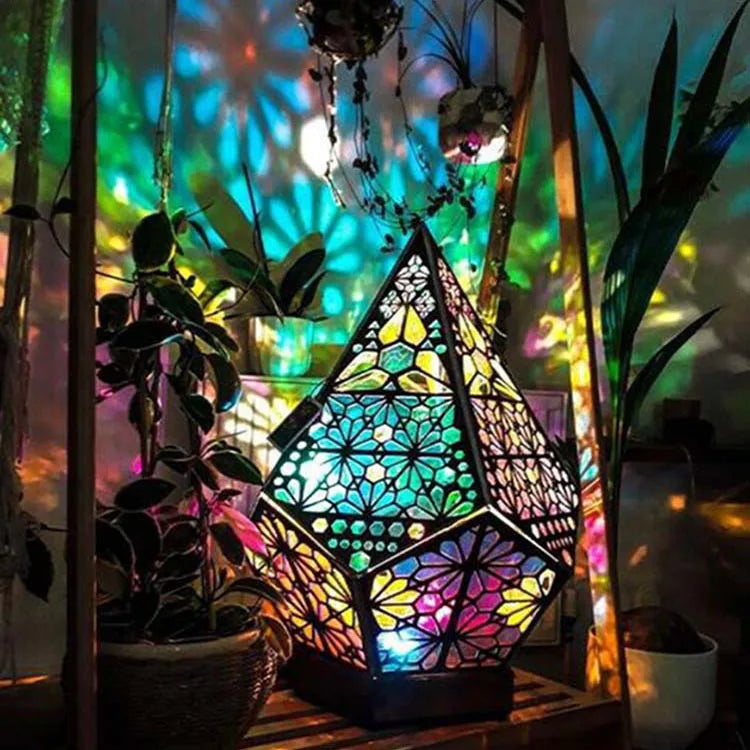 Boho Glow Wooden Projection Lamp – A Light That Dances