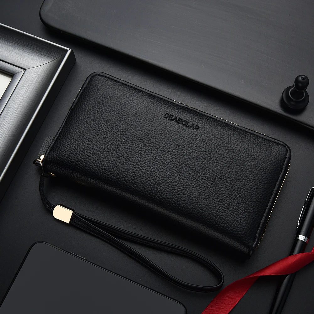 Long-Style Wallet with Zipper – High-Quality PU Leather Card Holder with Large Capacity
