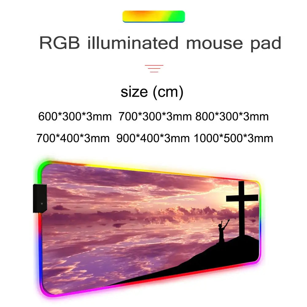 Faith-Inspired XXL Mouse Pad, Cross Design Gaming Desk Mat | Non-Slip Keyboard Pad