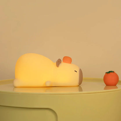 Cute Capybara Night Light, Silicone LED Lamp | USB Rechargeable Dimmable Bedside Light for Kids