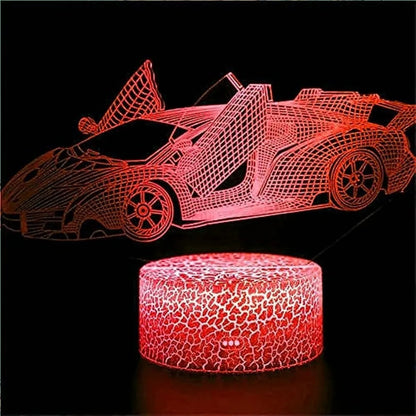 Car Night Light Racing Car 3D LED Illusion Lamp Perfect for Car Lovers & Enthusiasts
