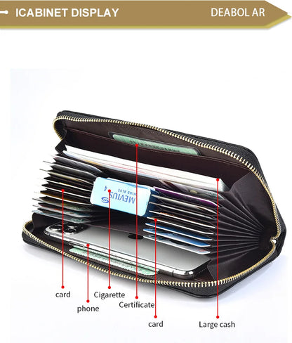 Long-Style Wallet with Zipper – High-Quality PU Leather Card Holder with Large Capacity