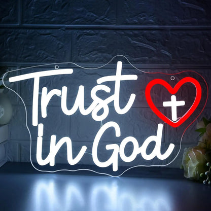 Faith LED Neon Sign, Dimmable Wall Light | Christian Prayer Room & Home Decor Neon Lamp