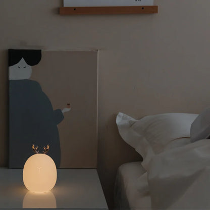 Enchanting Deer & Rabbit LED Night Light – Soft Silicone, Dimmable & USB Rechargeable | Cozy Gift for Kids' Bedrooms