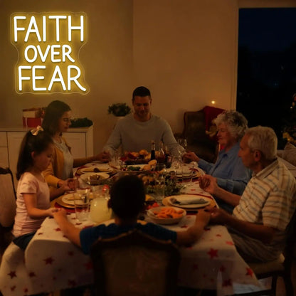 Faith Over Fear LED Neon Sign, Dimmable Inspirational Wall Light | USB Neon Decor for Bedroom & Prayer Room