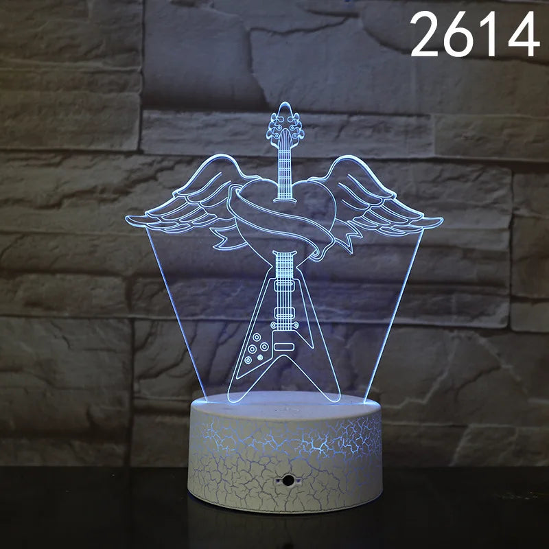 Nighdn 3D Guitar/Music Illusion Night Light – Perfect Gift for Music Lovers | Cool Décor for Home, Office & Bedroom