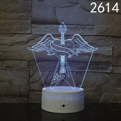Nighdn 3D Guitar/Music Illusion Night Light – Perfect Gift for Music Lovers | Cool Décor for Home, Office & Bedroom
