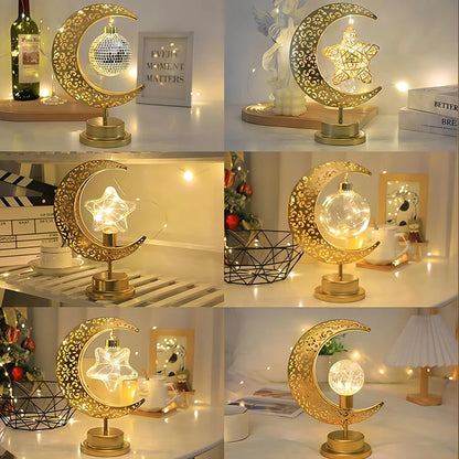 Eid Mubarak Star Moon Light Bedroom LED Table Lamp Oh oh Perfect for Celebrating Eid, Ramadan, and Special Occasions