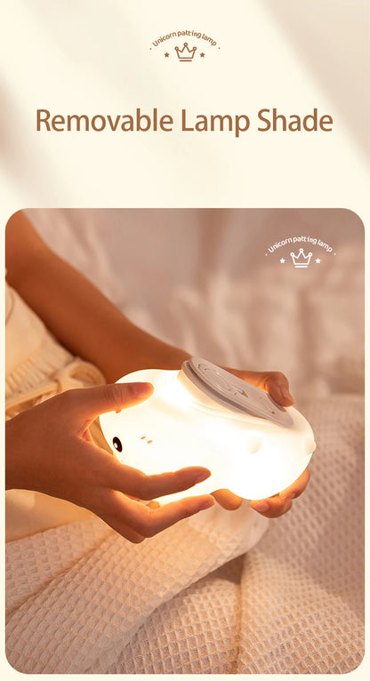 Rechargeable Silicone Unicorn LED Night Lamp with Remote Control – Dimmable Bedside Mood Light & Creative Gift - Bilankas.world
