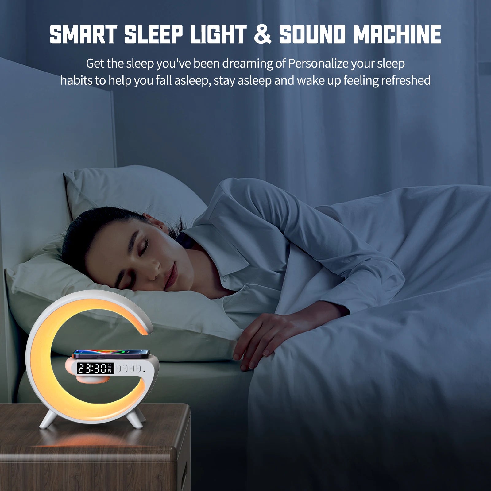 Multifunction Wireless Charger & Speaker Stand with RGB Night Light – 15W Fast Charging Station, Ideal Gift for iPhone, Samsung, Xiaomi, Huawei - Bilankas.world