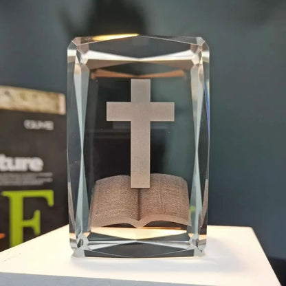 Colorful Crystal Cross LED Night Light, Ambient Table Lamp | Decorative Room & Shelf Light
