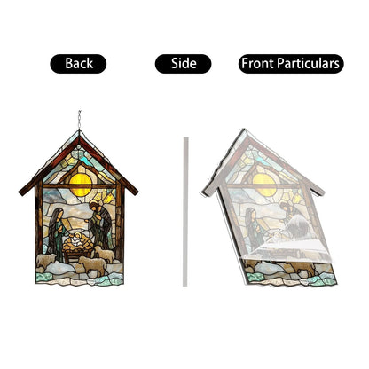 Charming 2D Acrylic Nativity Sun Catcher - Handmade Stained Glass Window Decoration