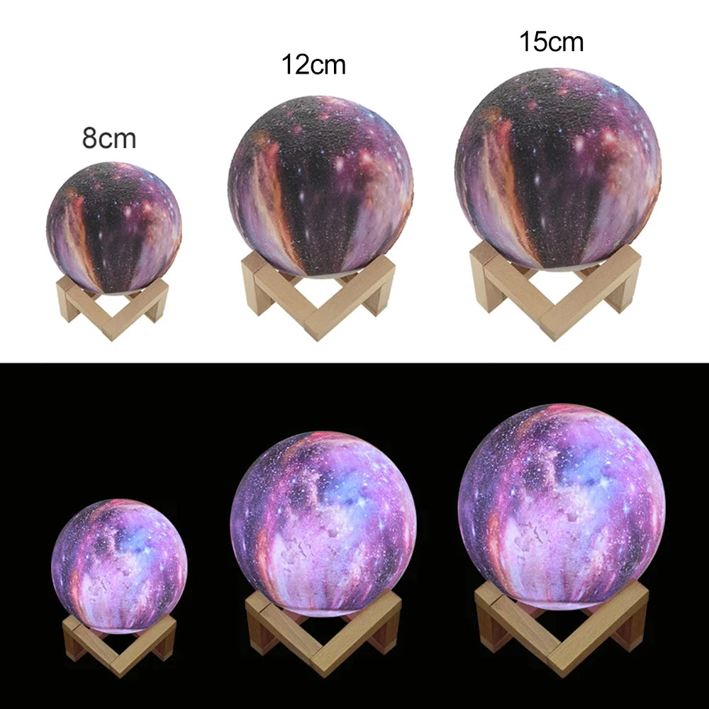 3D Printed Starry Moonlight Lamp – 16 Colors, Rechargeable Touch Night Light, Creative Gift - Bilankas.world