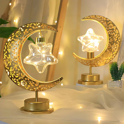 Eid Mubarak Star Moon Light Bedroom LED Table Lamp Oh oh Perfect for Celebrating Eid, Ramadan, and Special Occasions