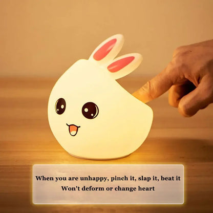 Cute Rabbit Color-Changing Night Light – Voice-Activated Clap Lamp | Perfect for Baby Feeding, Kids’ Bedrooms & Christmas Gifts