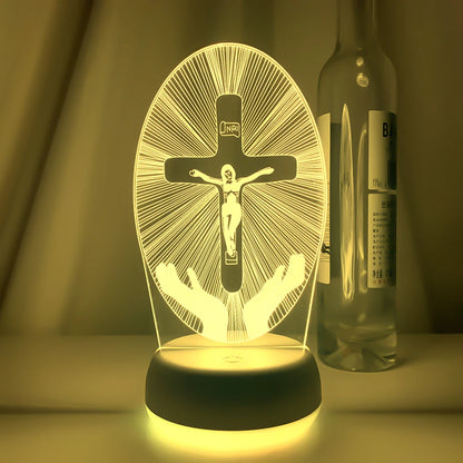 3D Cross LED Night Light – Optical Illusion Desk Lamp for Unique Home Decor and Gifts