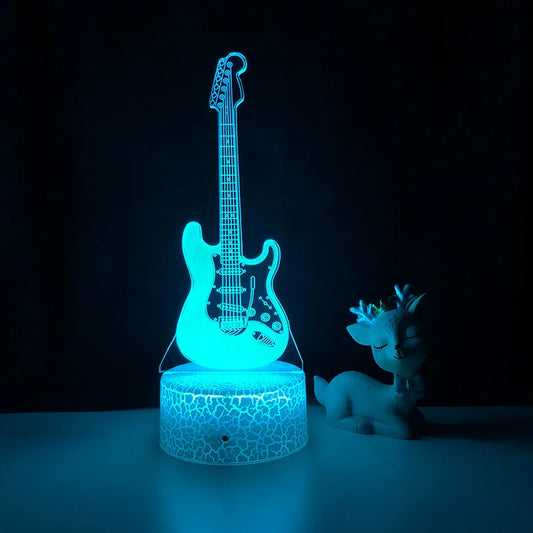 3D Electric Guitar Night Light – Kids' Bedroom Lamp with USB & Battery Options | Perfect Christmas & Birthday Gift