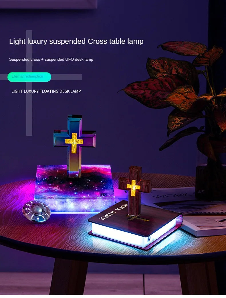 Magnetic Levitating Cross – Floating Christian Cross LED Night Light Desktop Decoration