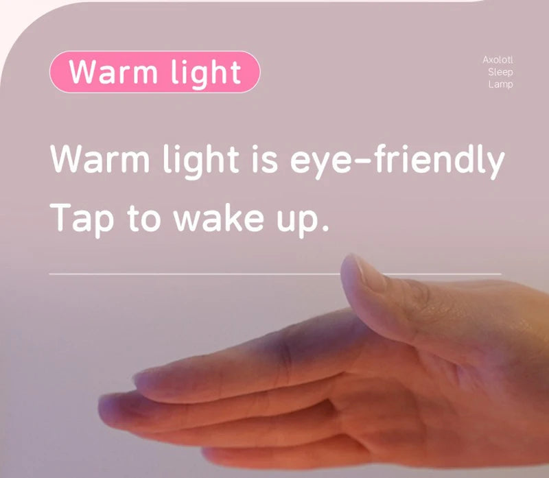 Pink Axolotl Night Light, Silicone LED Lamp | Rechargeable Touch Bedside Light for Kids