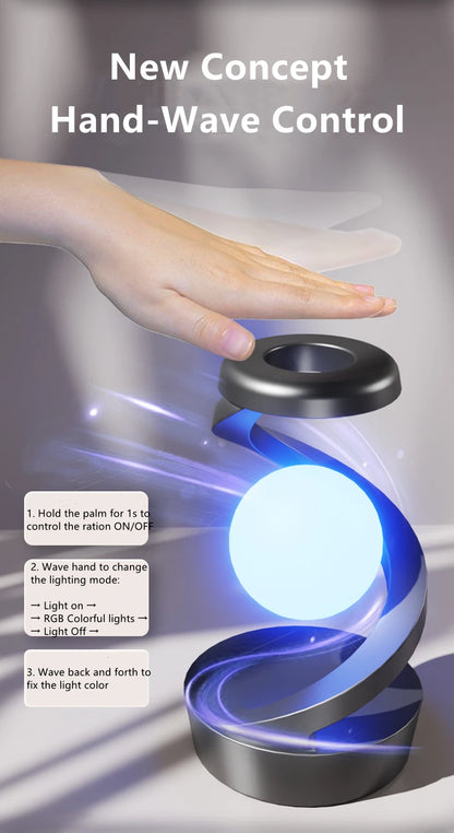 Creative Rotating Floating Table Lamp with 15W Wireless Charger & RGB Night Light – A Unique Gift for Any Occasion - Bilankas.world