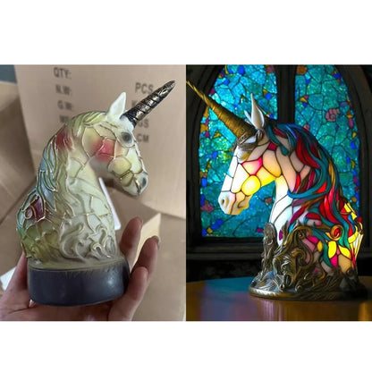 Creative Animal Table Lamp Series – Loong, Lion, Wolf, Elephant, Horse, Unicorn Resin Ornaments Crafts Decoration