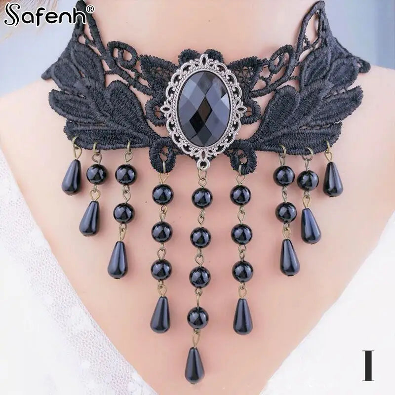 Gothic Victorian Black Lace Necklace – Elegant Jewelry Gift for a Touch of Dark Romance - Bilankas.world