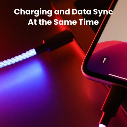 100W Fast Charging RGB Cable with Breathing Light – Type C USB Data Cable for Quick Charge