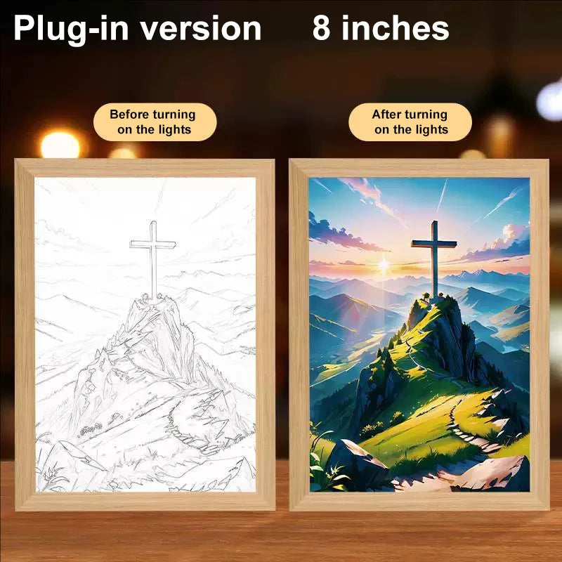 LED Light Frame, 4D Luminous Wall Art | Faith-Inspired Decor for Home and Bedroom