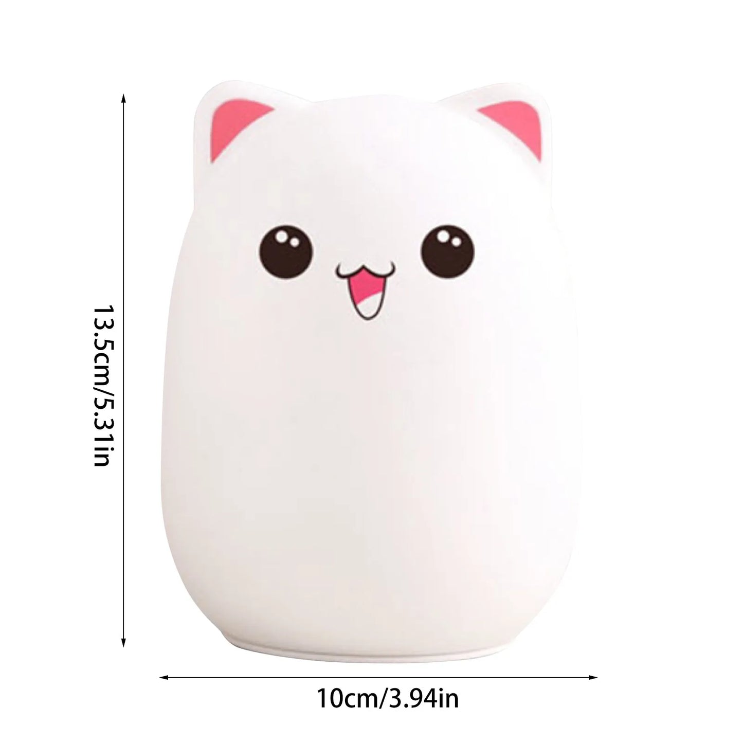 Adorable Cat LED Night Light – USB Rechargeable Silicone Lamp with Timer for Kids' Bedroom Decor