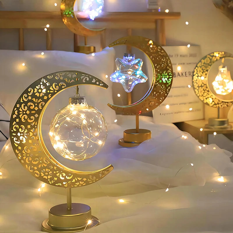 Eid Mubarak Star Moon Light Bedroom LED Table Lamp Oh oh Perfect for Celebrating Eid, Ramadan, and Special Occasions