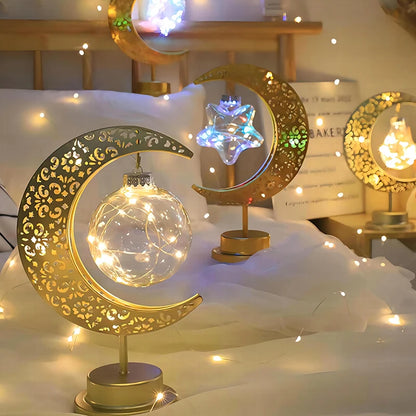 Eid Mubarak Star Moon Light Bedroom LED Table Lamp Oh oh Perfect for Celebrating Eid, Ramadan, and Special Occasions