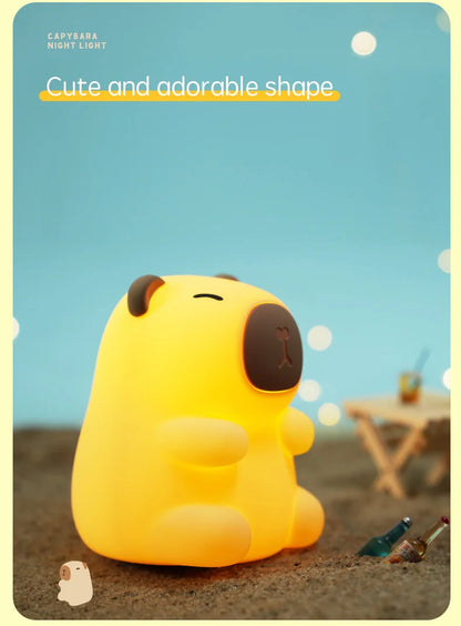 Cute Capybara Night Light, Color-Changing Silicone Lamp | Rechargeable Touch Bedside Light for Kids